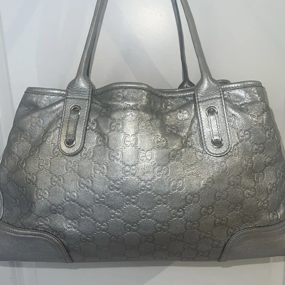 Authentic Gucci Purse Guccissima Leather Metallic Silver - Picture 9 of 13